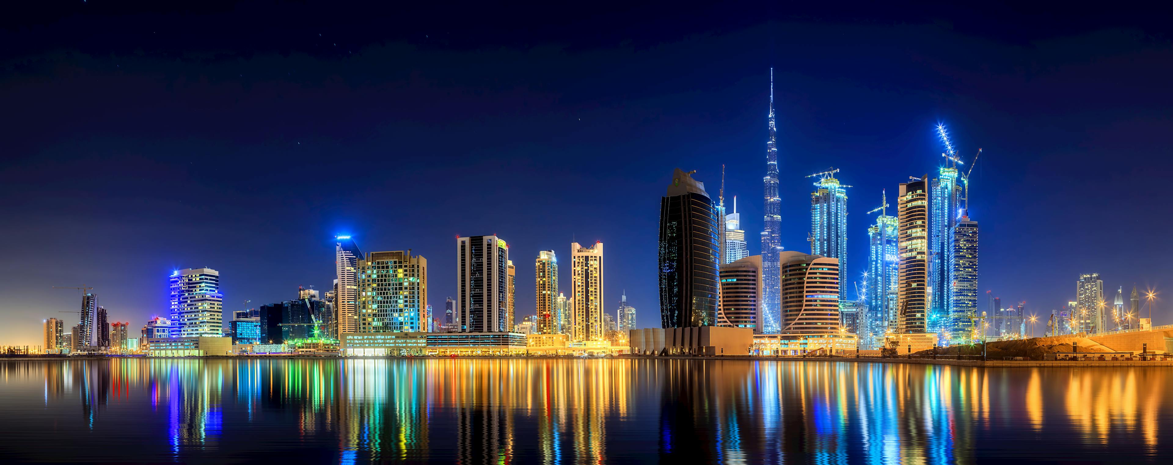 Dubai panoramic view in the night